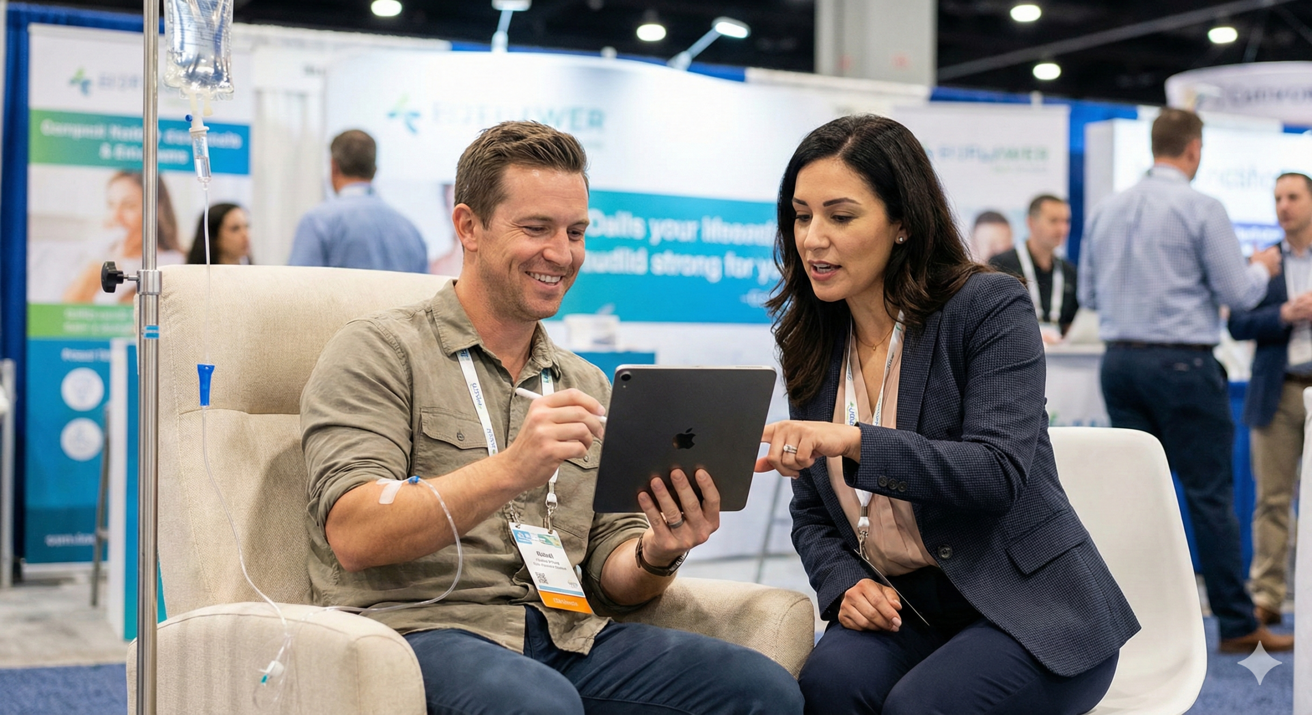 IV therapy engagement at trade show booth